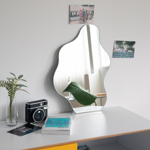 CIF024 미스트 거울 웨이브 스탠딩 거울 비정형 탁상용 화장대 원목 