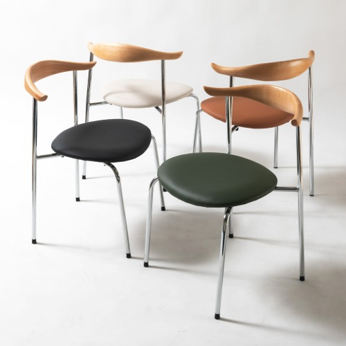 CLC468 카우 체어 가죽 브라운 원목 식탁 디자인 인테리어 카페 의자