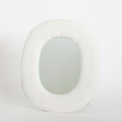 [리퍼상품] CIF032 타원 부클 거울 인테리어 카페 디자인 패브릭 거울 원형 예쁜 화장대 모던 소품 