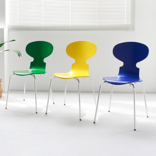 [리퍼상품] CWC533 원목개미체어 고무나무 목재 실버 골드 디자인 의자