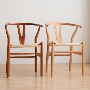 CWC016 와이체어 목재 곡목 위시본 실방석 Y체어 디자인 의자